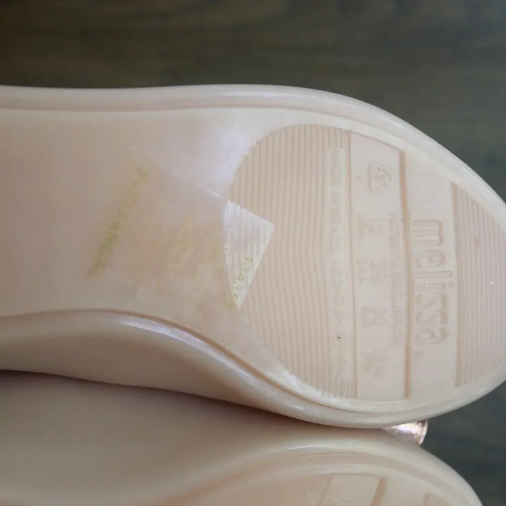 NEW Mel by Melissa Girl's 11 Space Love Jelly Flats Pink Rose Gold Bow